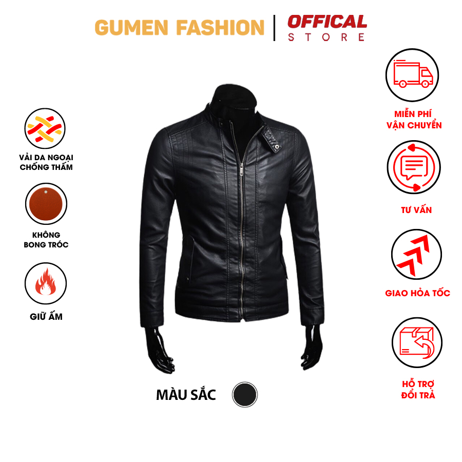 Áo khoác da nam trơn lót dù thời trang cao cấp-Da01 (bh 2 năm) , đường chỉ may sắc sảo, cực kì chắc chắn, dễ dàng phối đồ cùng với những phụ kiện khác