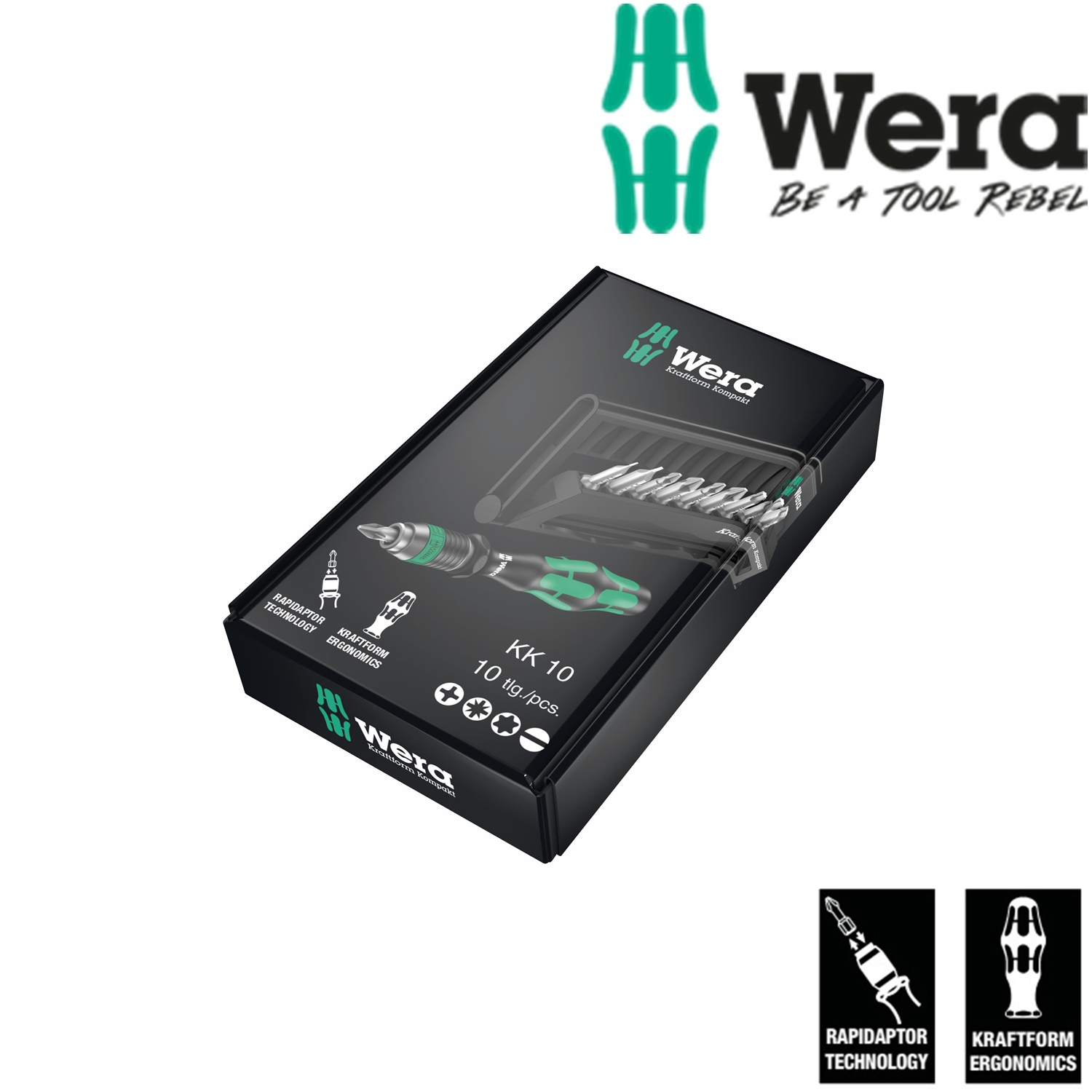 Bộ dụng cụ mở vít đa năng Wera 05056653001 Kraftform Kompakt 10
