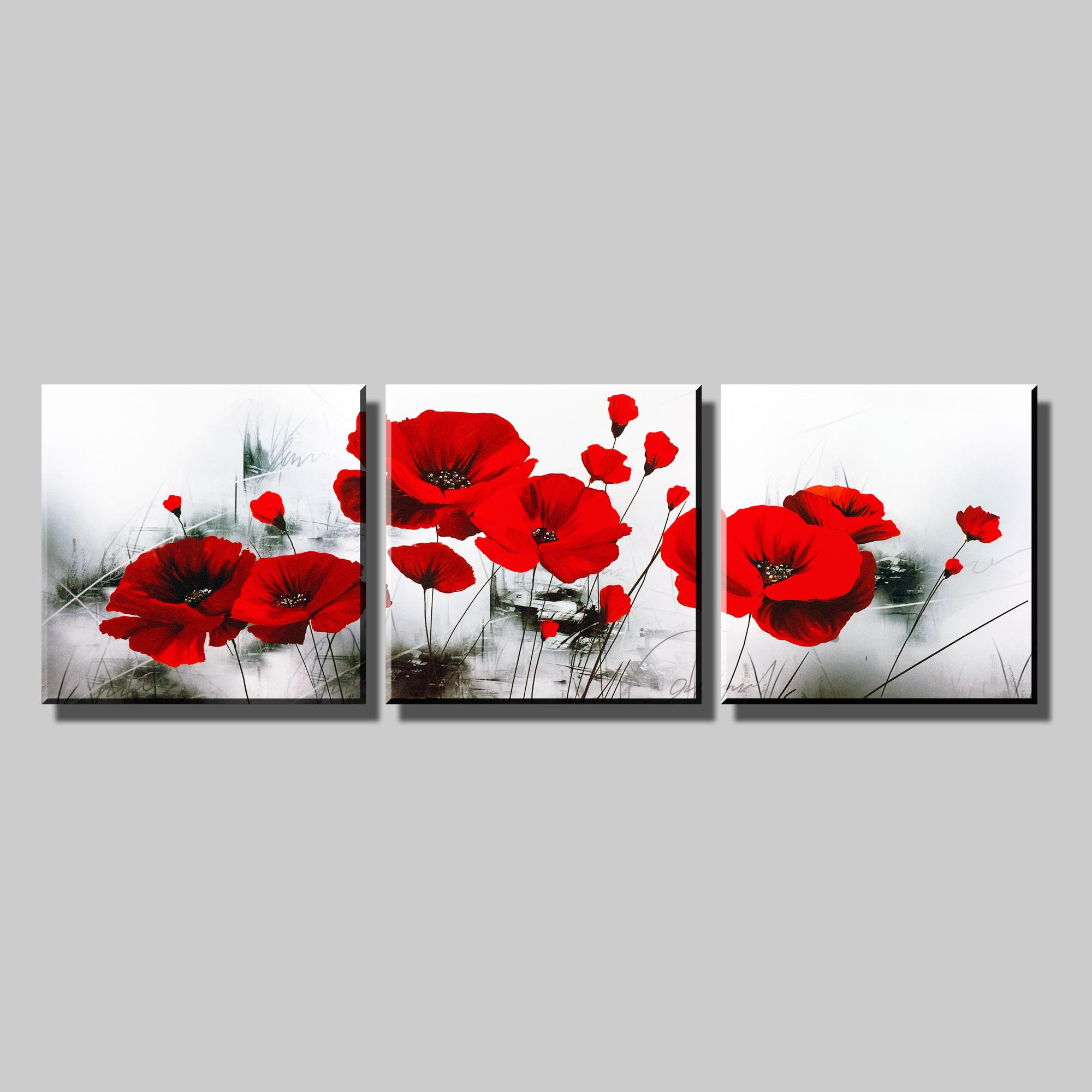 Tranh Treo Tường - Mùa Hoa Đỏ - Tranh Minh Hiền (3 tranh - 40 x 40cm/tấm)
