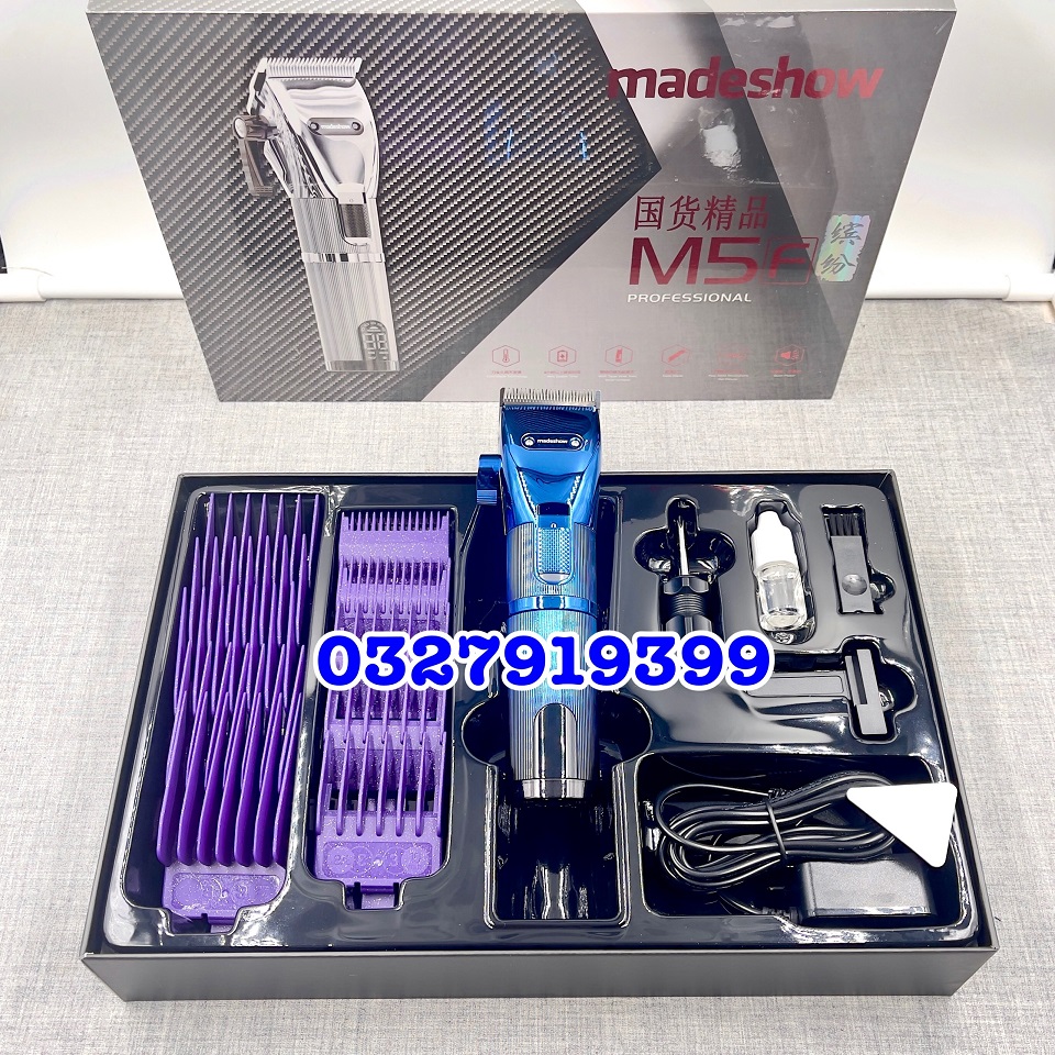 Madeshow Tông đơ cắt tóc M5F cao cấp - Máy cắt tóc chuyên nghiệp với lưỡi titanium sắc bén & pin 3200mAh 4,5h liên tục