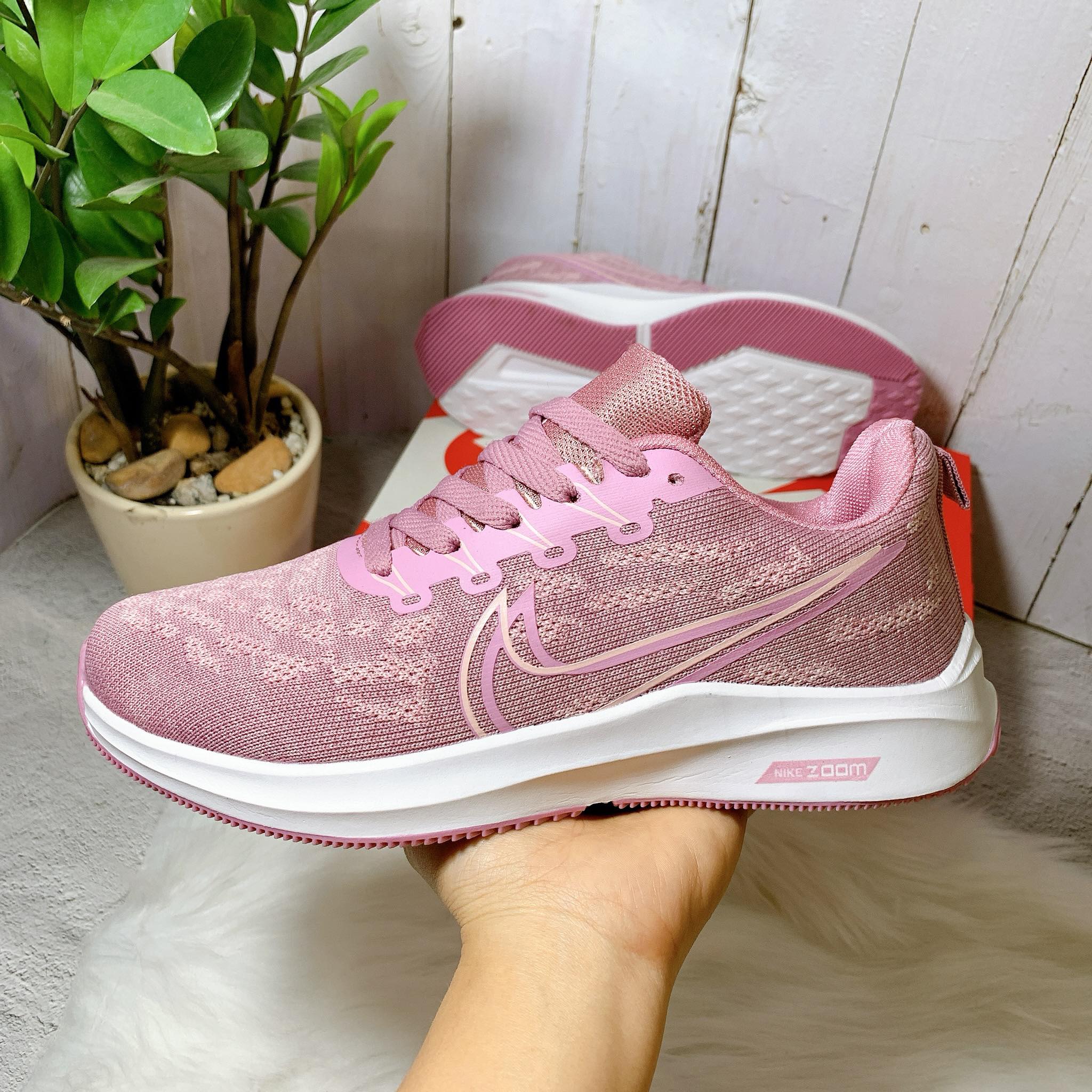 [HCM]Giày sneaker đế cao nữ hồng full - kèm hộp
