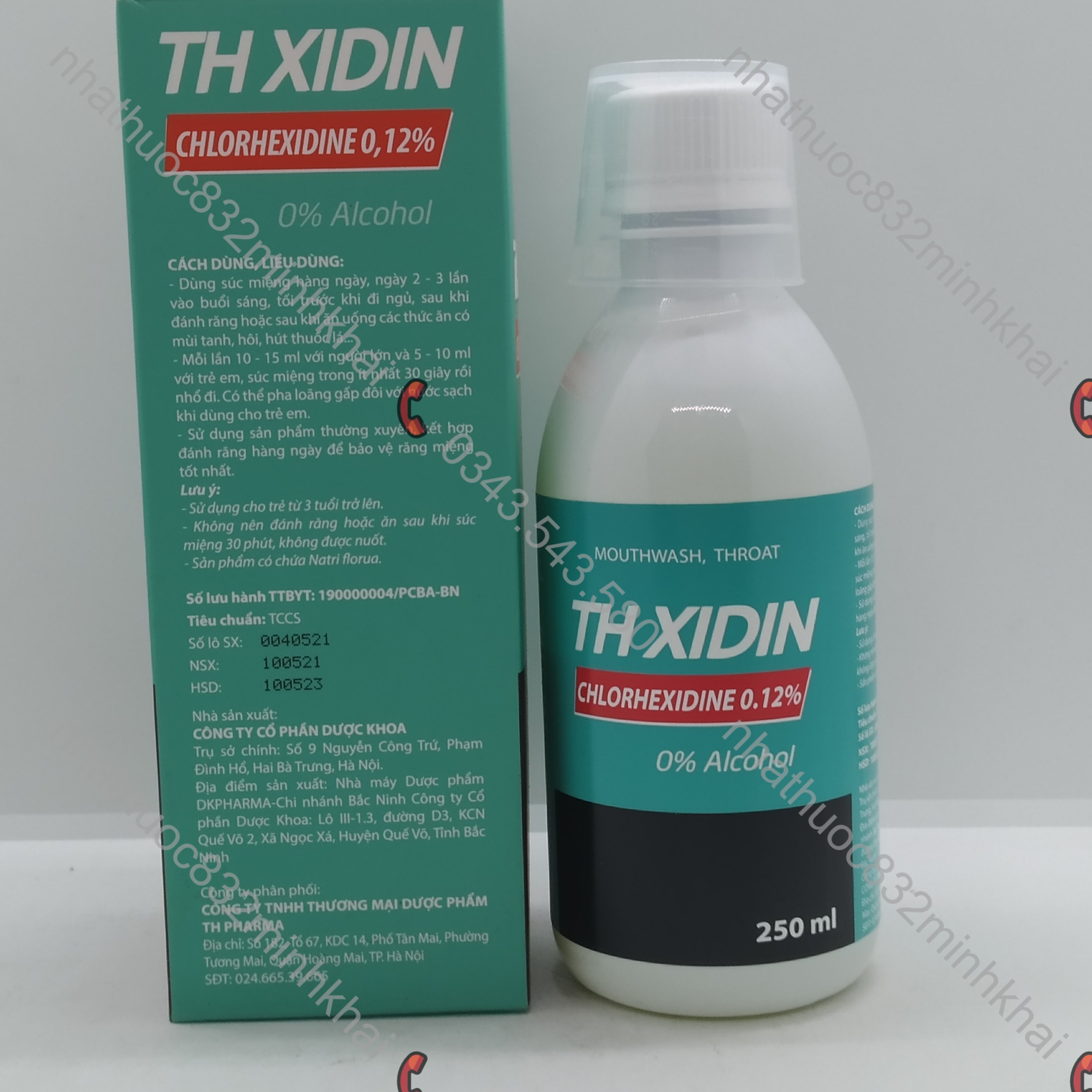 Nước súc miệng TH XIDIN CHLORHEXIDINE 0,12% chai 250ml