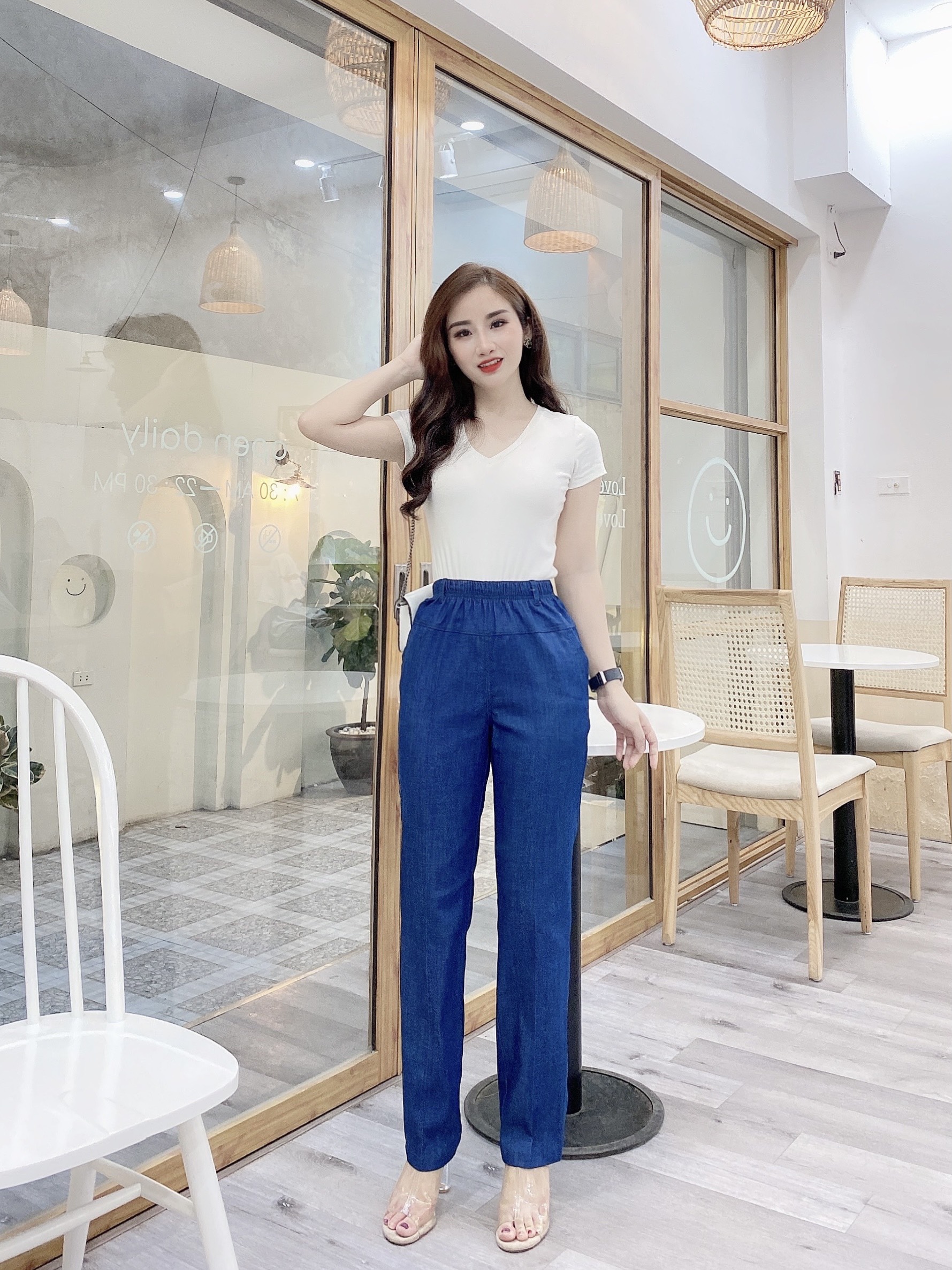 Quần Jean lửng nữ cạp chun