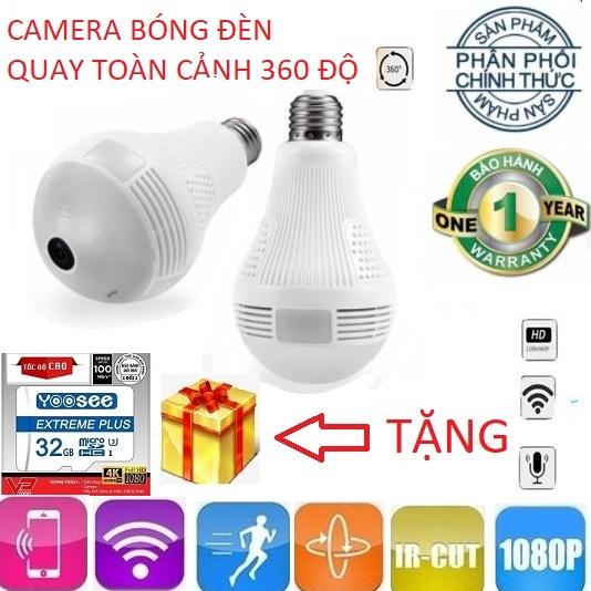 Camera bóng đèn (tặng thẻ 32G) quay toàn cảnh 360 độ PHẦN MỀM V380 PRO