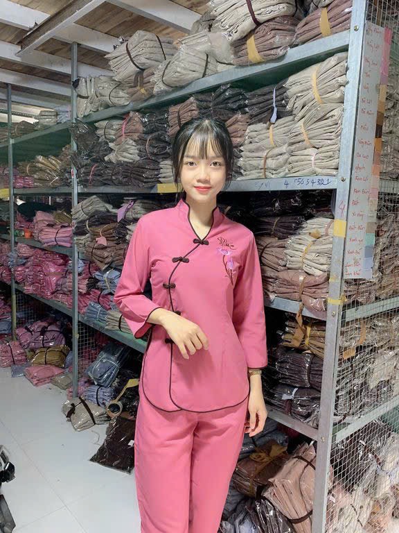 đồ lam đi chùa - mẫu sẫm tàu xéo ( vãi kate )