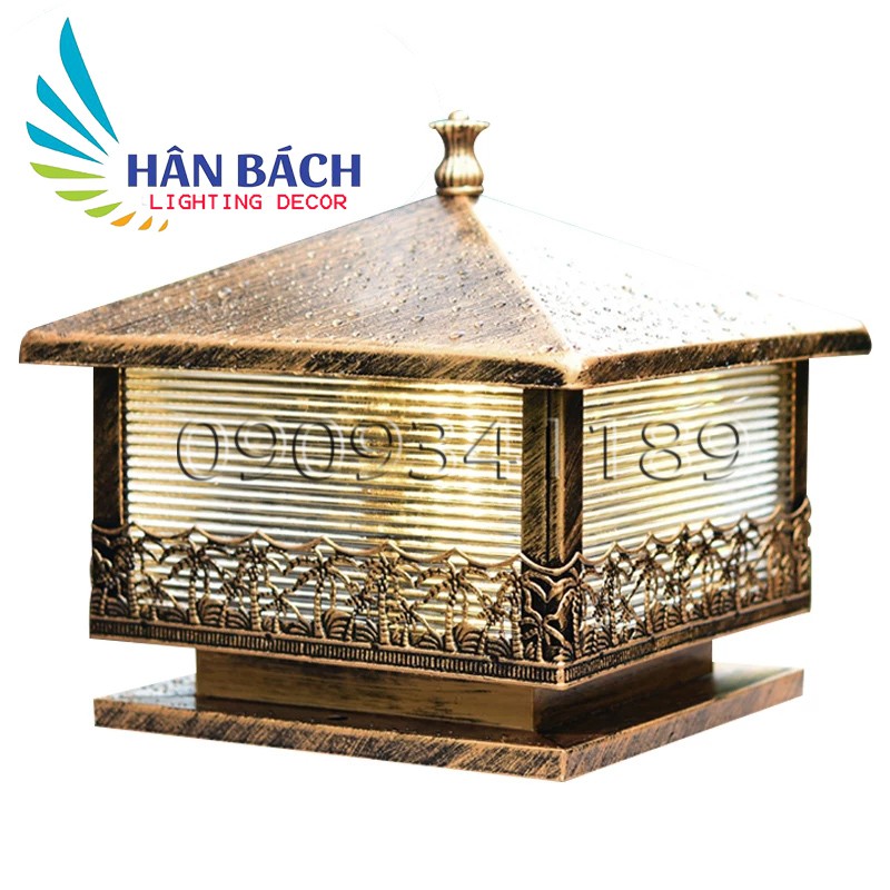 [HCM]Đèn trụ cổng cây dừa mạ đồng phi 300mm