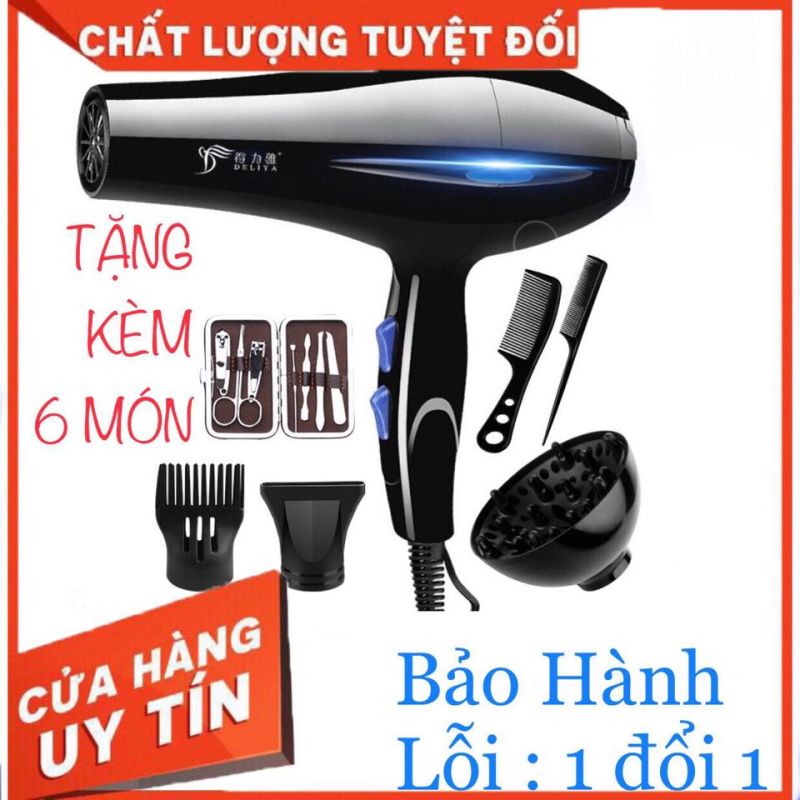 Máy sấy tóc, máy sấy DELIYA HS 8020- Công suất 2200W với 3 chế độ sấy tóc khác nhau, sấy khô cực nhanh + Tặng kèm 6 phụ kiện ( BẢO HÀNH 12 THÁNG )