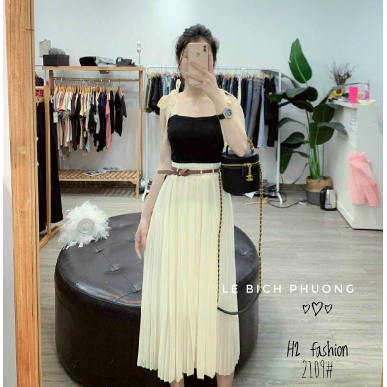 CHân váy xếp ly nữ dài qua gối