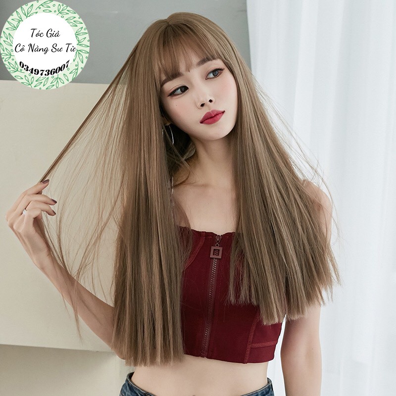 Tóc giả nguyên đầu dài thẳng CAO CẤP - Tặng lưới tóc