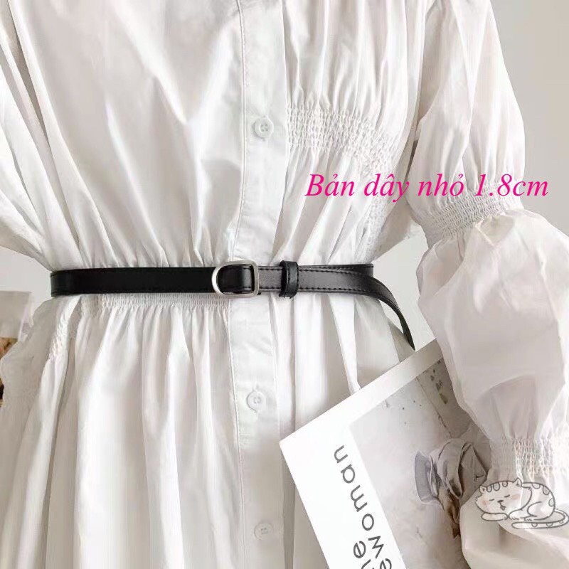 Thắt lưng da bản nhỏ nữ thắt lưng váy áo 1.8cm mặt đồng CN sang chảnh - Dây nị đai váyt nữ hotgirl camcamvintage