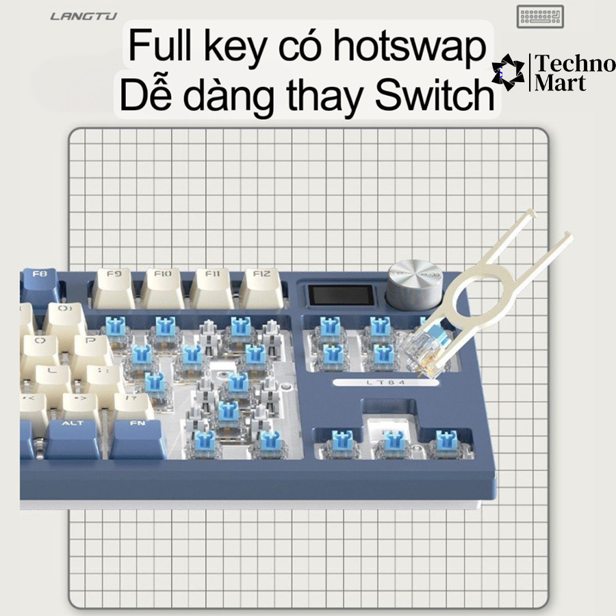 Bàn Phím Cơ Langtu LT84 SMART TECH - Bàn Phím Có Dây/ Không Dây Bluetooth - Full Key Hotswap - RGB - Có Núm; Chuột Máy Tính Gaming Langtu G3 Có Dây - Không Dây Chính Hãng  Có Đèn Led RGB