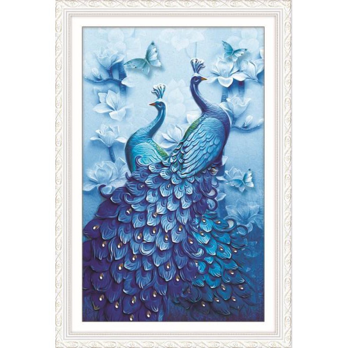 [HCM]TRANH ĐÍNH ĐÁ đôi công xanh dương 72069 (60x92) chưa đính