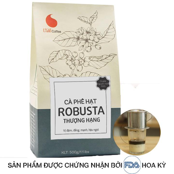 [HCM]Cà phê Robusta Thượng Hạng Light Coffee Hạt nguyên chất 500g - Rang medium Light Coffee