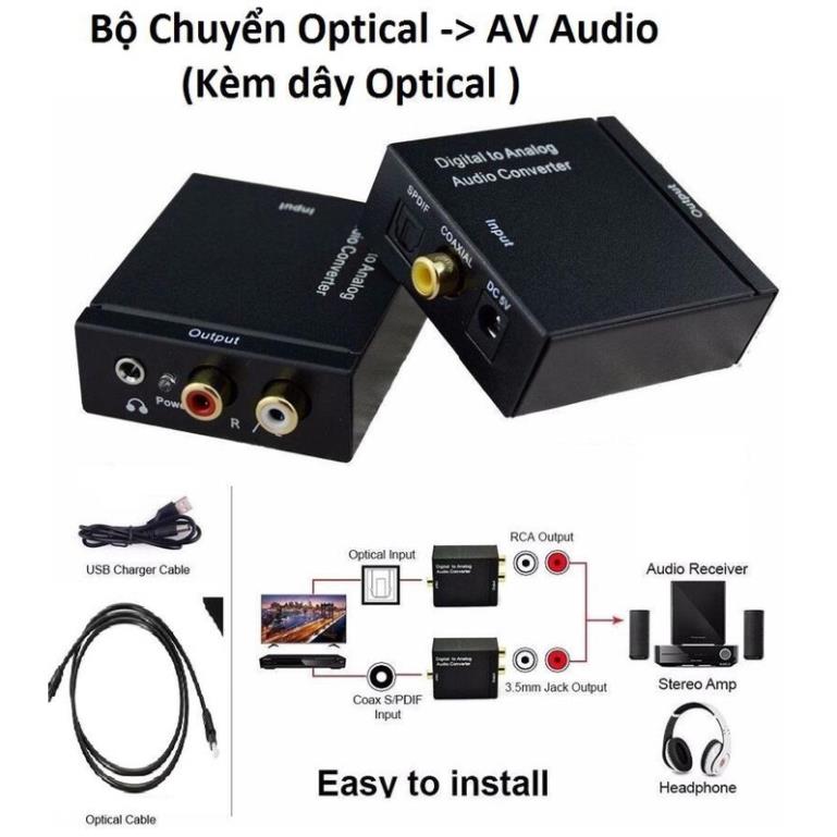 Bộ Chuyển Đổi Optical Ra Av Audio+Jack 3.5 Kèm Dây
