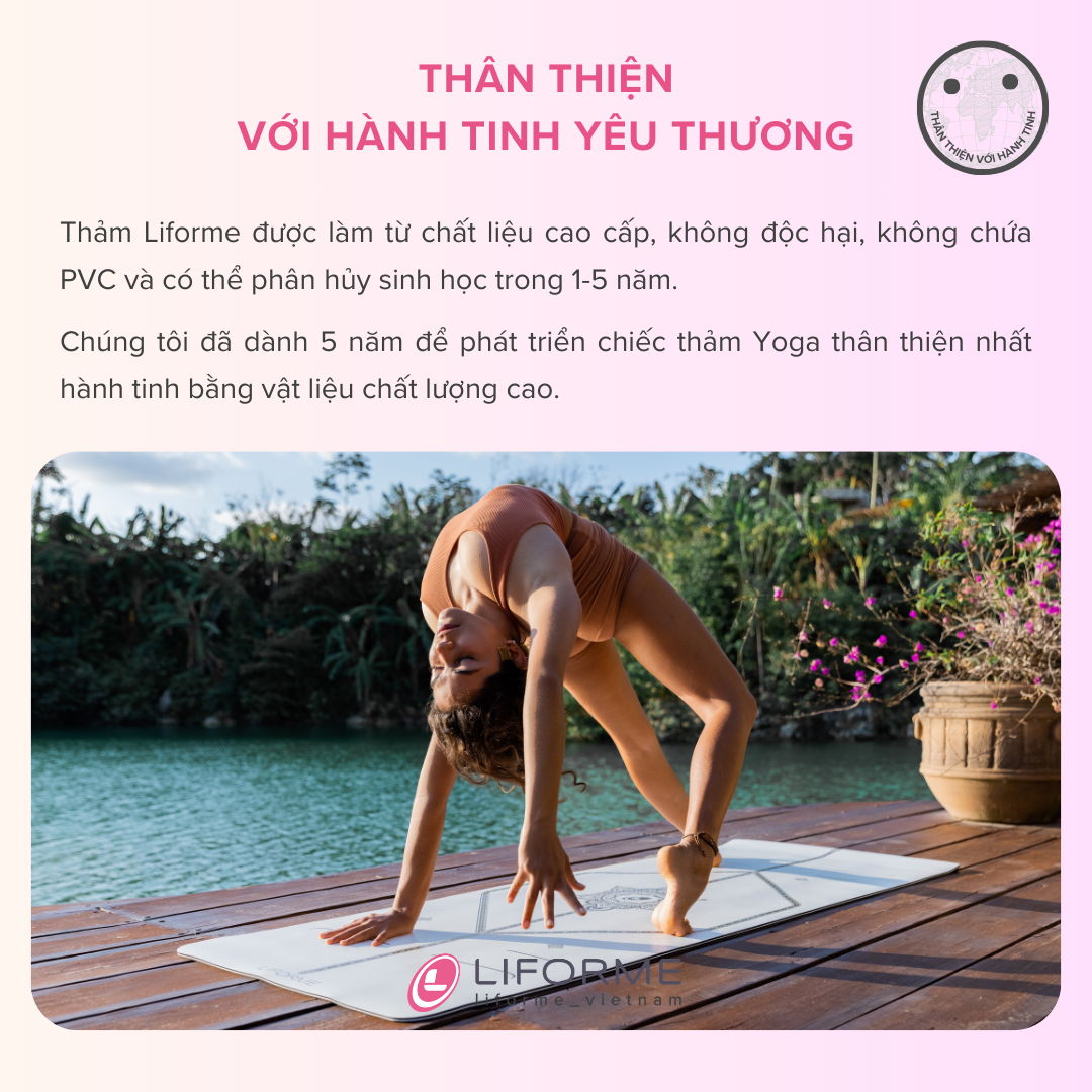 Thảm tập yoga Liforme 'White Magic' 4.2mm - White/Gold