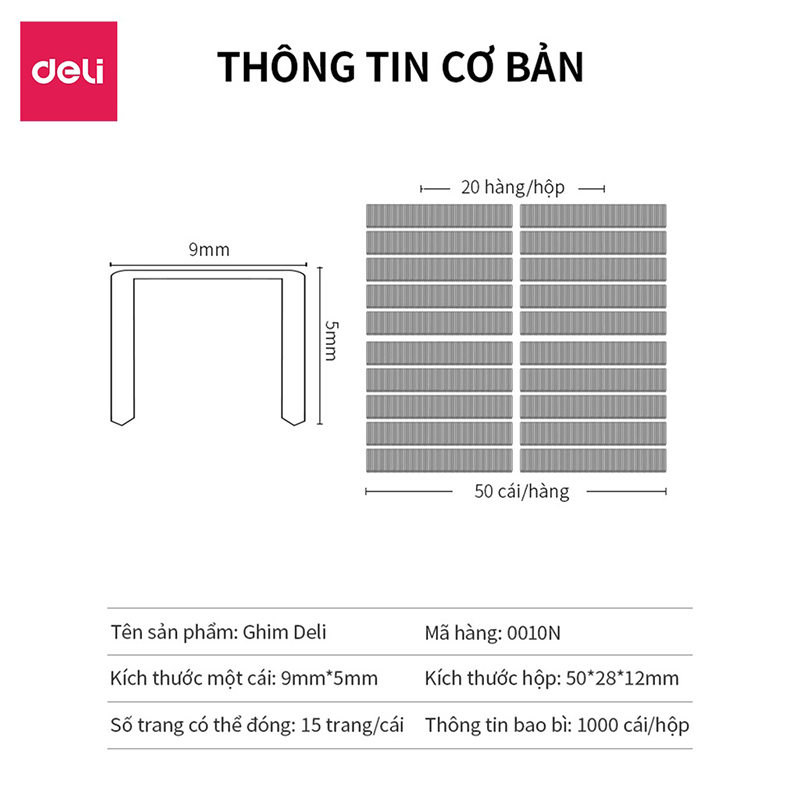 Ghim dập số 10 (15 tờ)  0010N (Deli)