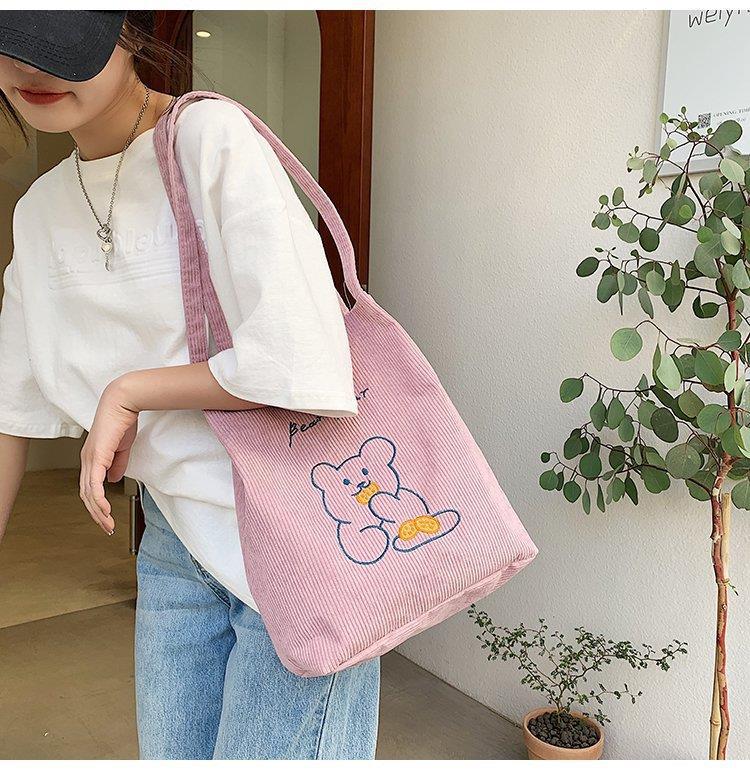 Túi Vải Nhung 2 Lớp Gấu Ăn Bánh Quy - 100style