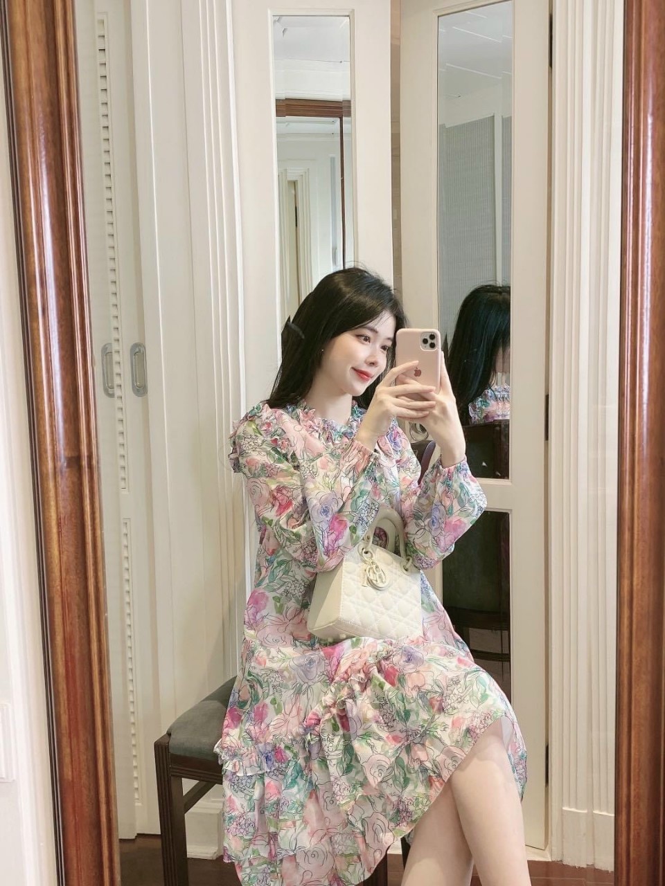Váy Bầu Thu Đông Đầm Bầu Dáng Suông Dài Tay Nơ Buộc Cổ freesize từ 40-75kg  - Đầm bầu | ThờiTrangNữ.vn