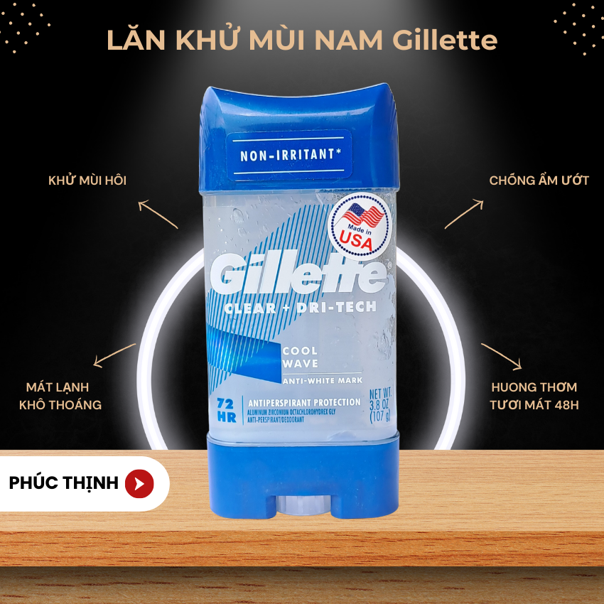 Lăn Khử Mùi Gillette Gel 107g Mỹ