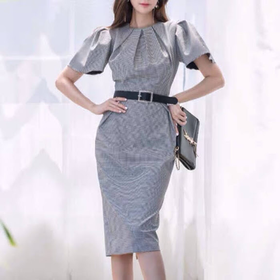 [HCM]ĐẦM ÔM CARO CỔ XẾP LI