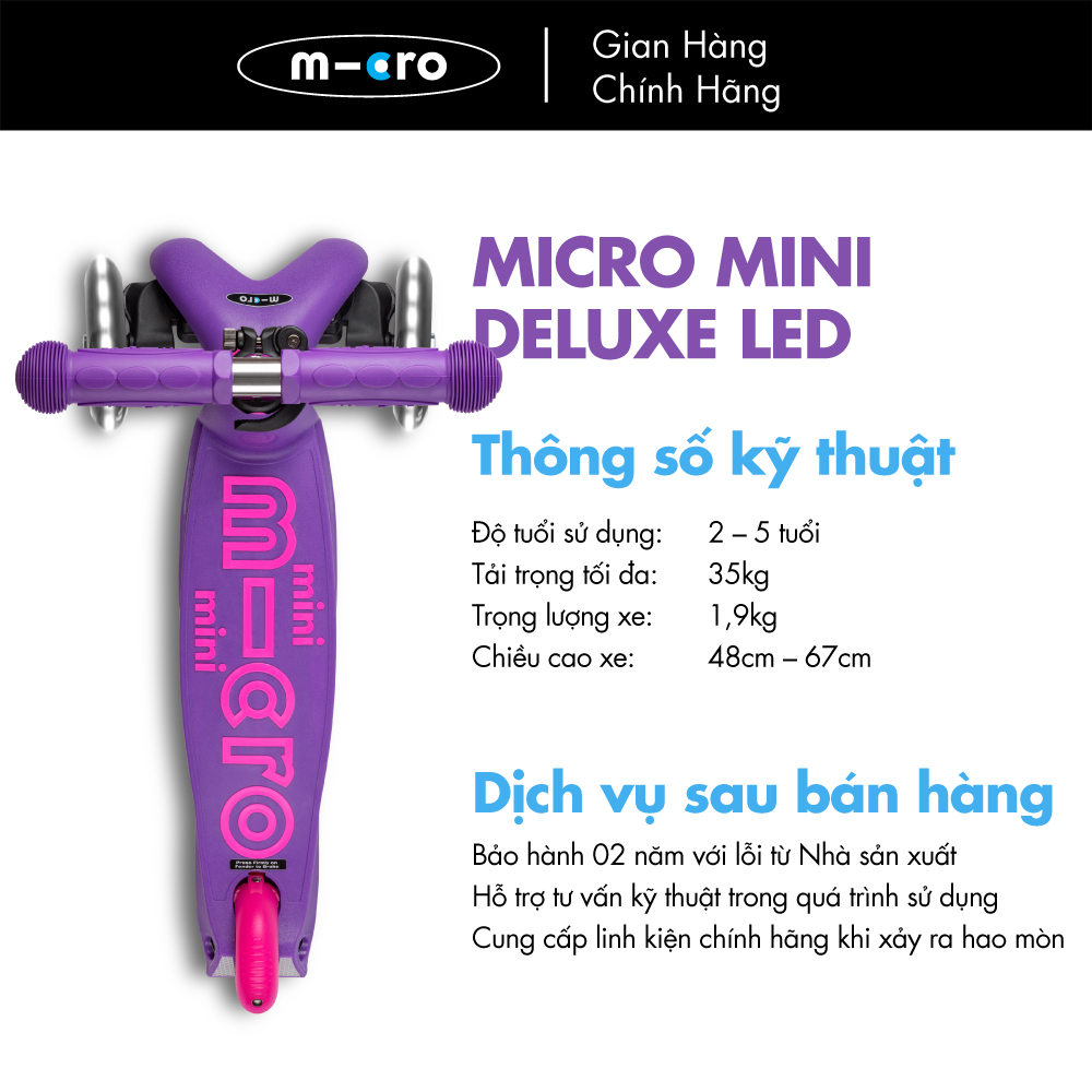 Xe trượt scooter Micro Mini Deluxe LED (phiên bản bánh xe đèn LED)