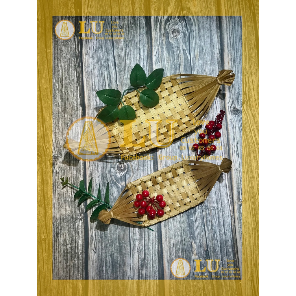 Bamboo boat đựng Fruit map dress take photo decor | Lu