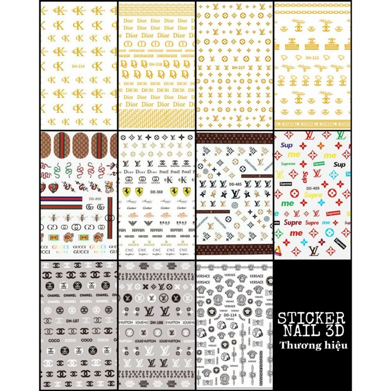 Sticker thương hiệu 3D dán móng(COMBO 3 MIẾNG ) - ST074