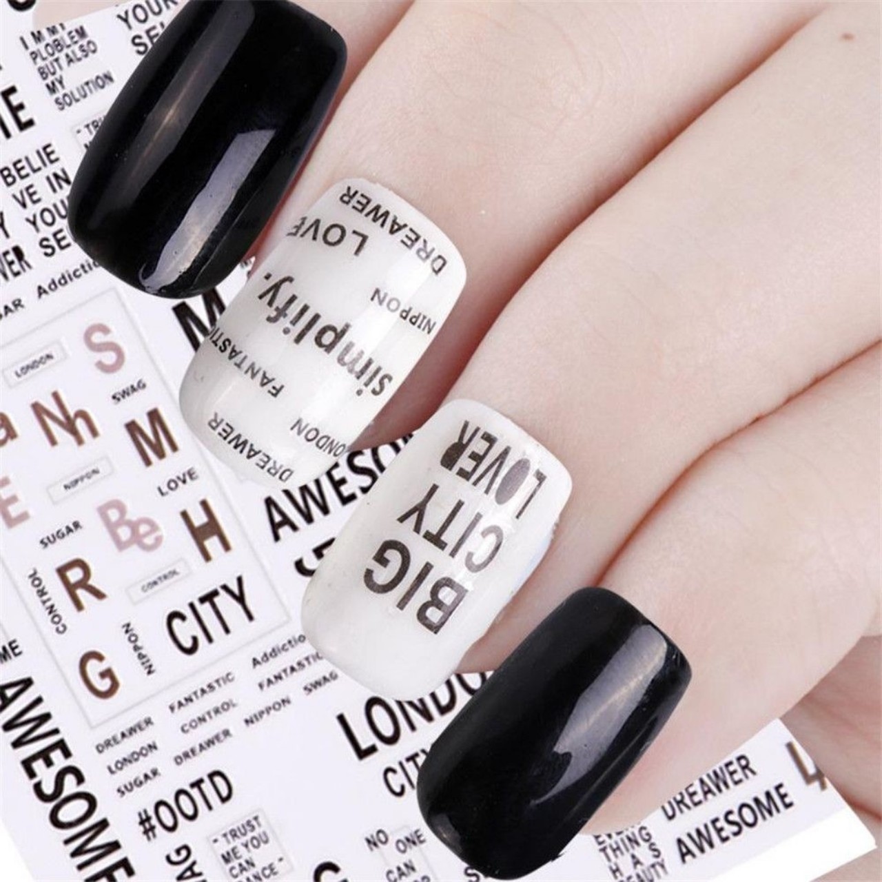 Sticker 3D chữ - Hình dán 3D trang trí móng BYH049