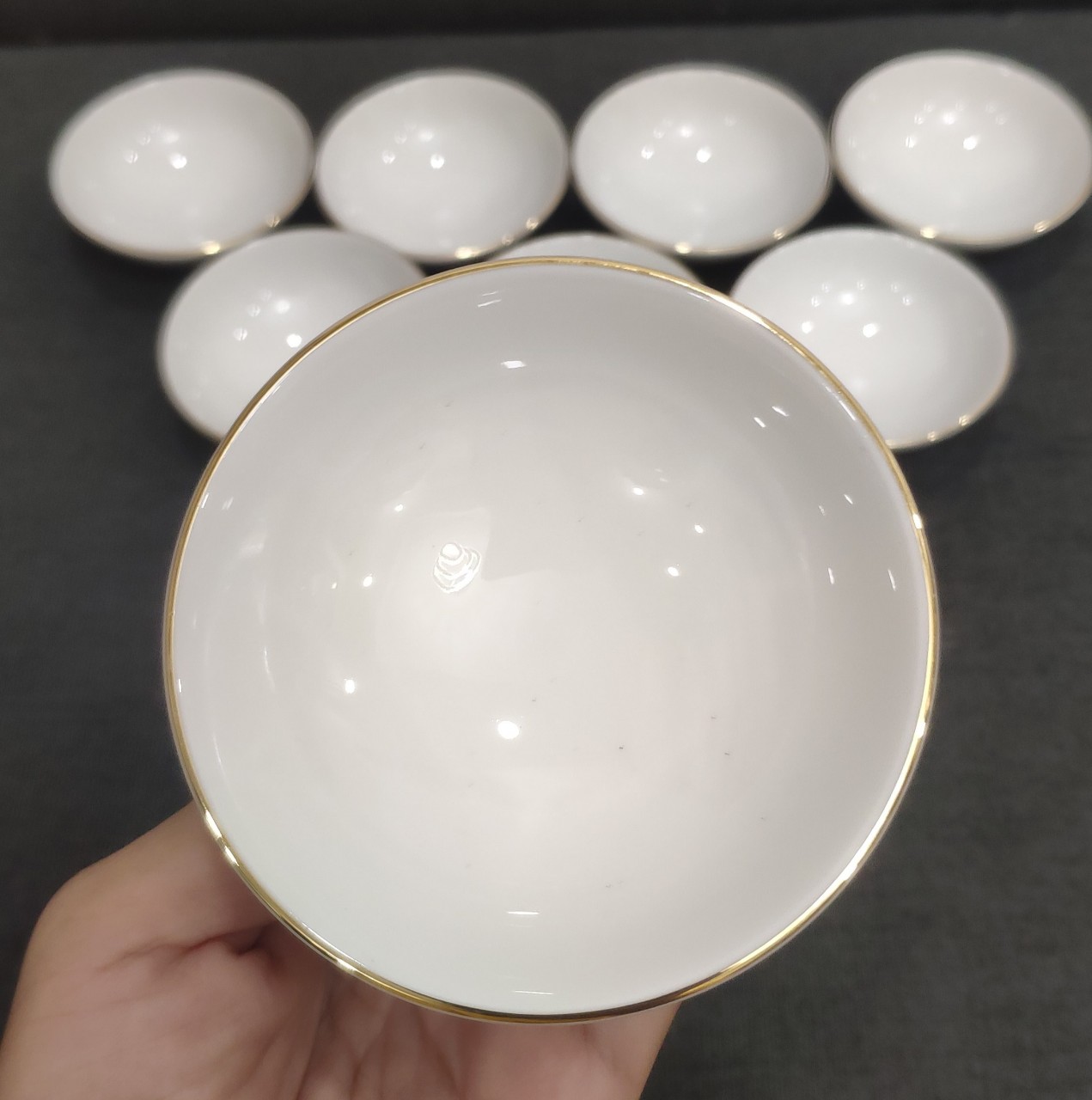 Chén nước chấm viền chỉ vàng sứ Minh Long - chén nước chấm viền chỉ vàng sứ minh long