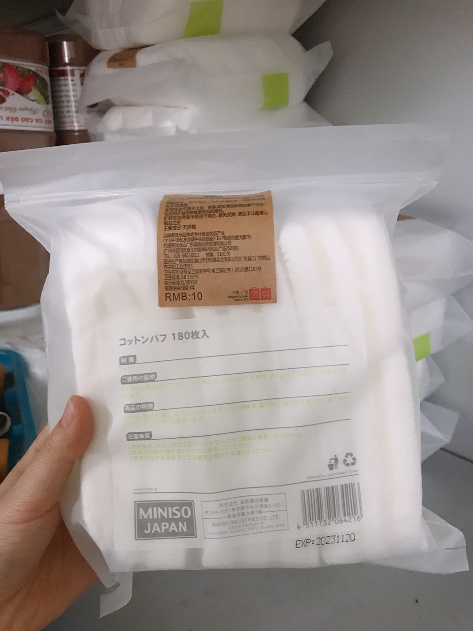 Bông tẩy trang Miniso Hàn Quốc 180 miếng[Chính Hãng]