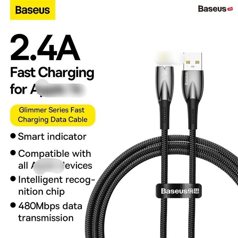 Cáp Sạc Nhanh Baseus Glimmer Series Fast Charging Data Cable USB to Lightning 2.4A