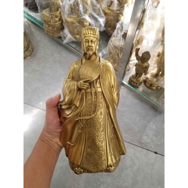 Tượng đồng Khổng Minh Gia Cát Lượng cao 25cm, Khổng Minh Gia Cát Lượng, tượng đồng phong thủy.
