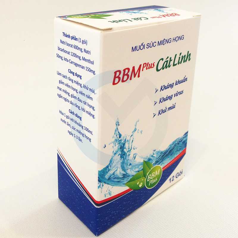 Muối súc miệng họng Cát Linh (Hộp 12 gói)