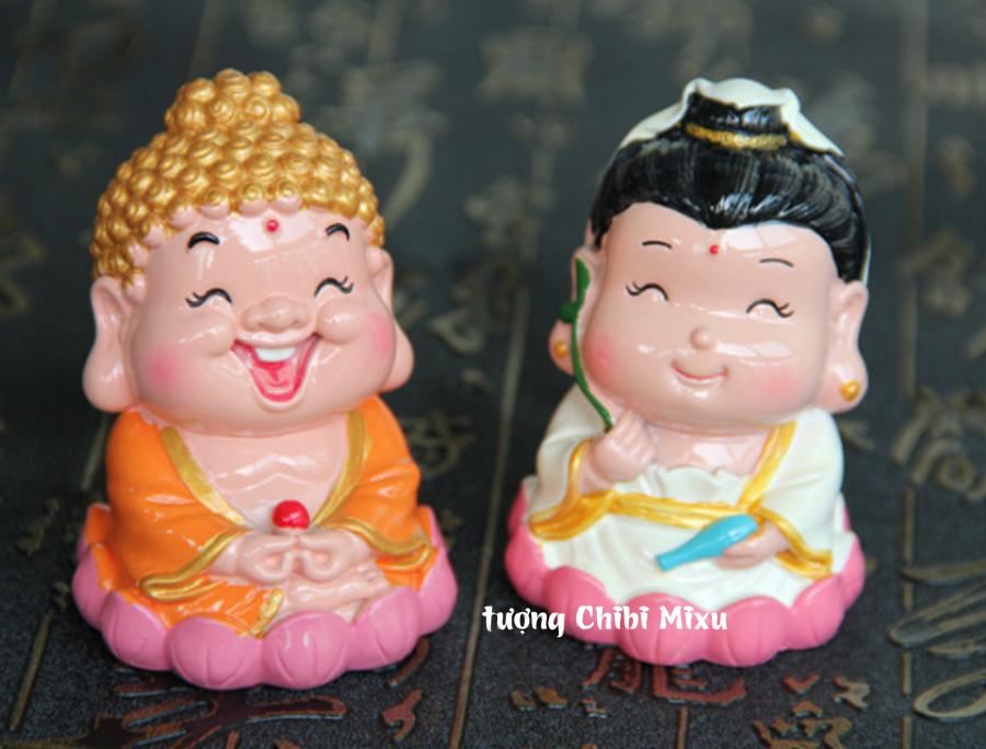 [HCM]Bộ 02 tượng chibi Phật Tổ + Quan Âm 6cm