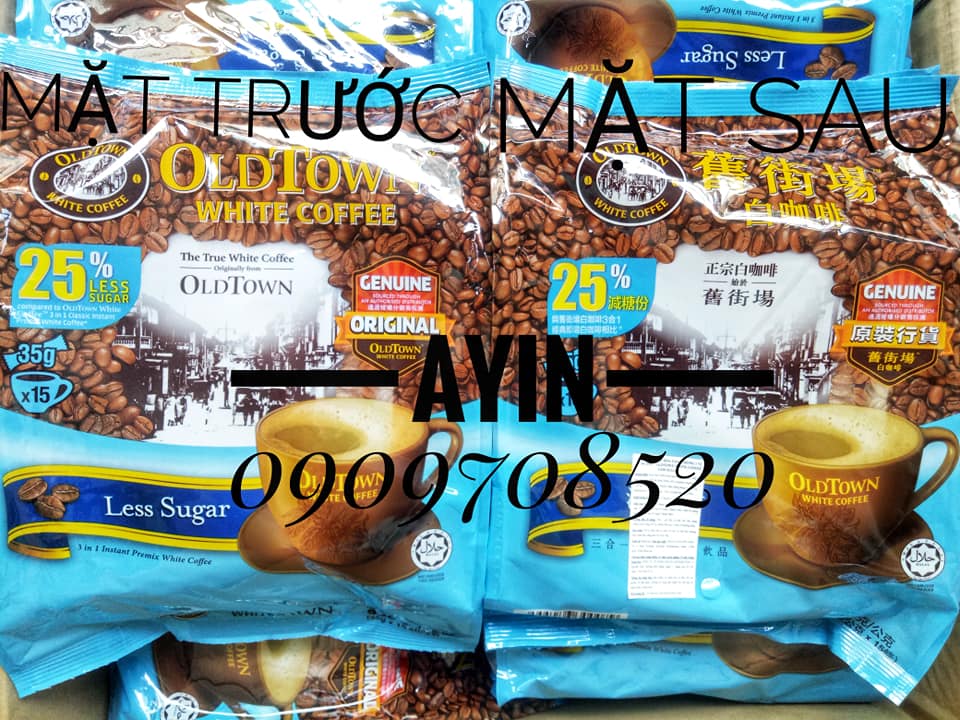 ( Bao Bì Mới )Cà phê trắng OldTown Less Sugar Malaysia