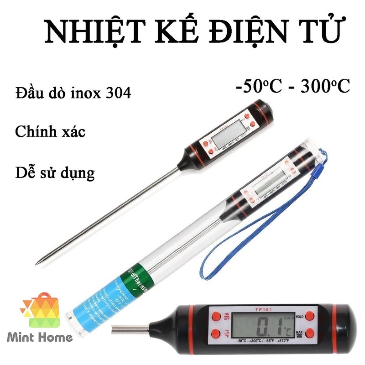 Nhiệt kế chất lỏng đo nhiệt độ nước, sữa cho gia đình
