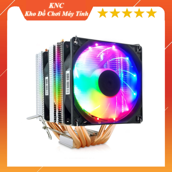 Quạt tản nhiệt CPU CoolerMan RGB 6 ống đồng, 2 quạt 9cm led 5 màu