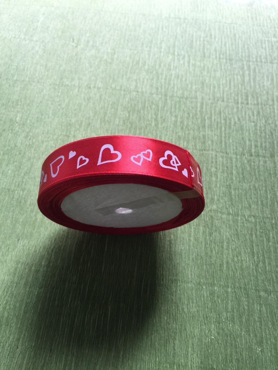 1 cuộn Ruy băng lụa trái tim - bảng 2 cm dài 22m