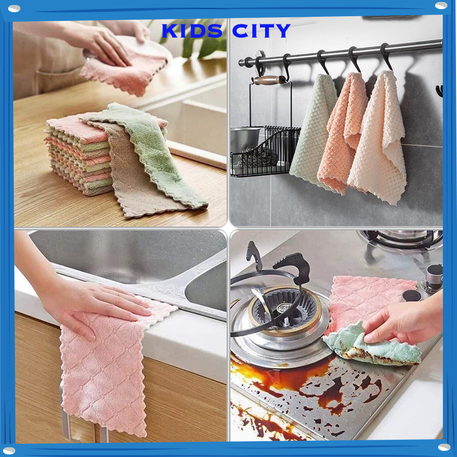 [Khăn Lông Len] Set 2 Khăn lau bếp đa năng 25x15cm