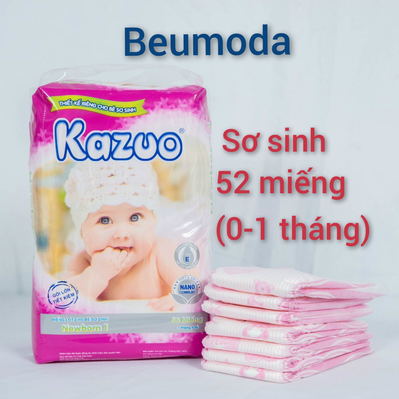 Miếng lót sơ sinh Kazuo newborn NB1-52 miếng  bé từ 0-1 tháng