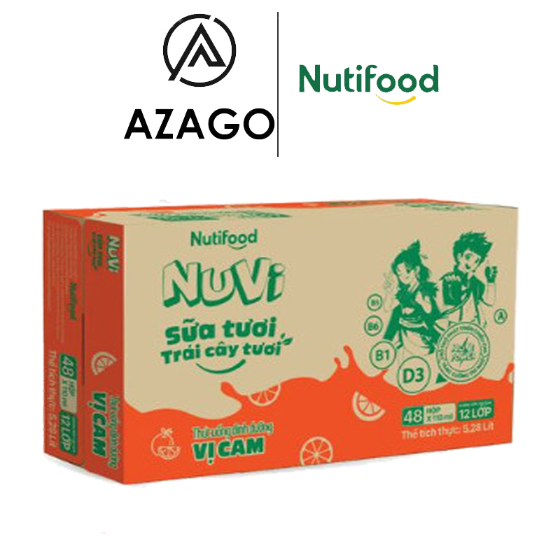 Azago Thùng 48 hộp Nuvi Sữa Tươi Trái Cây Tươi Vị Cam Nho hộp 180ml 110ml ...