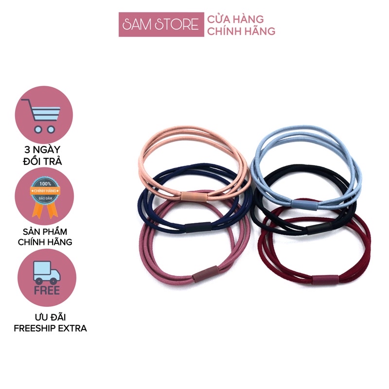 Dây buộc tóc, chun buộc tóc 3 sợi siêu dai nhiều màu