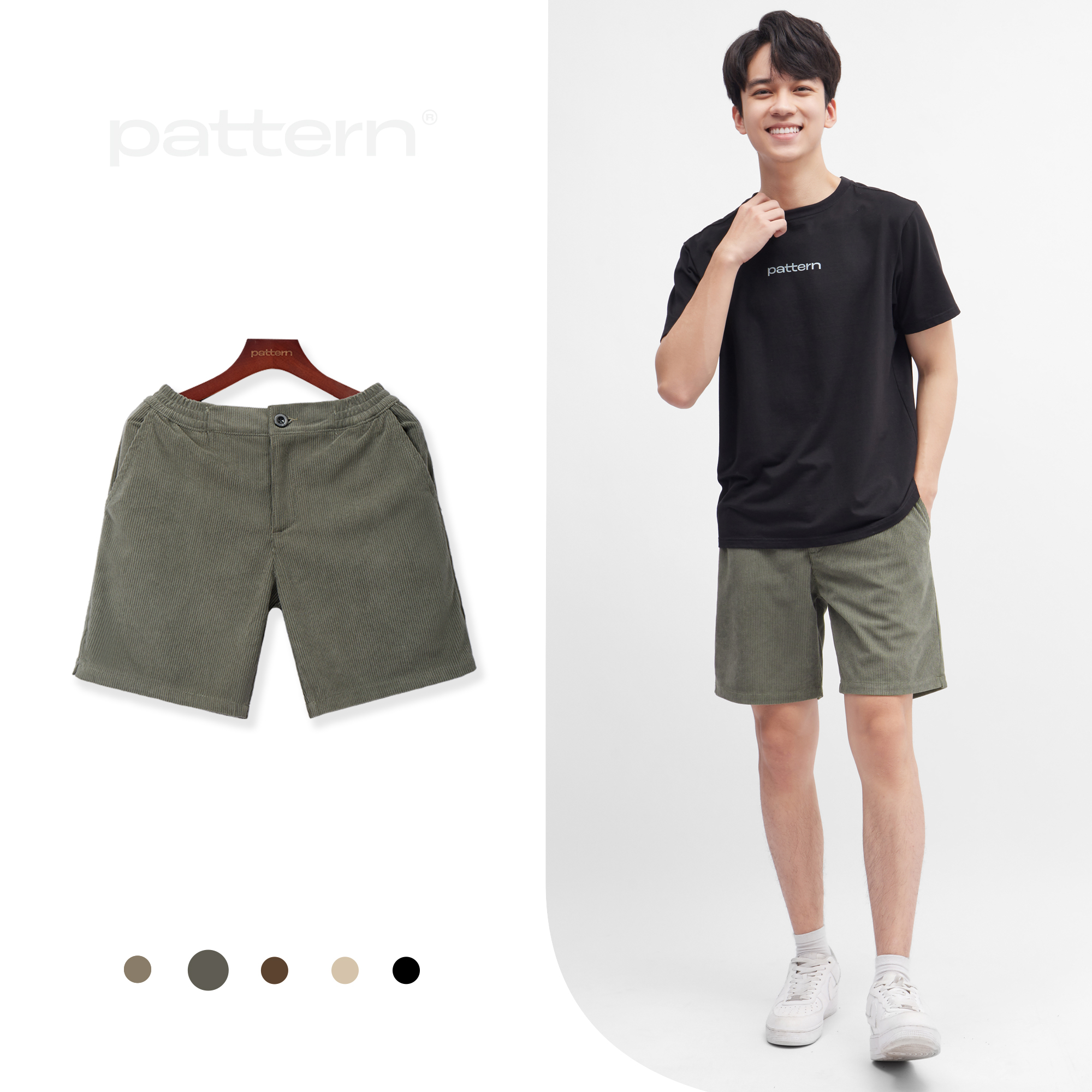 Quần short nhung tăm khóa kéo PATTERN ver2 PQ018