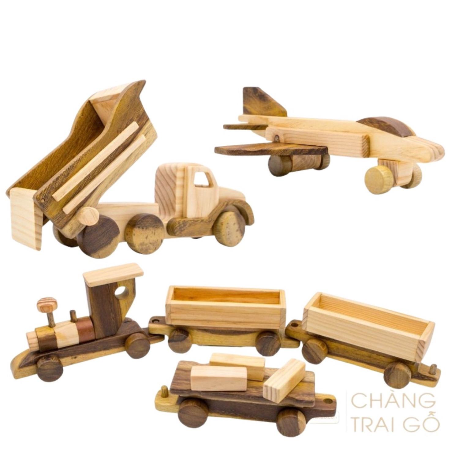 Combo 3 Món Đồ Chơi Gỗ Tự Nhiên Gemoni