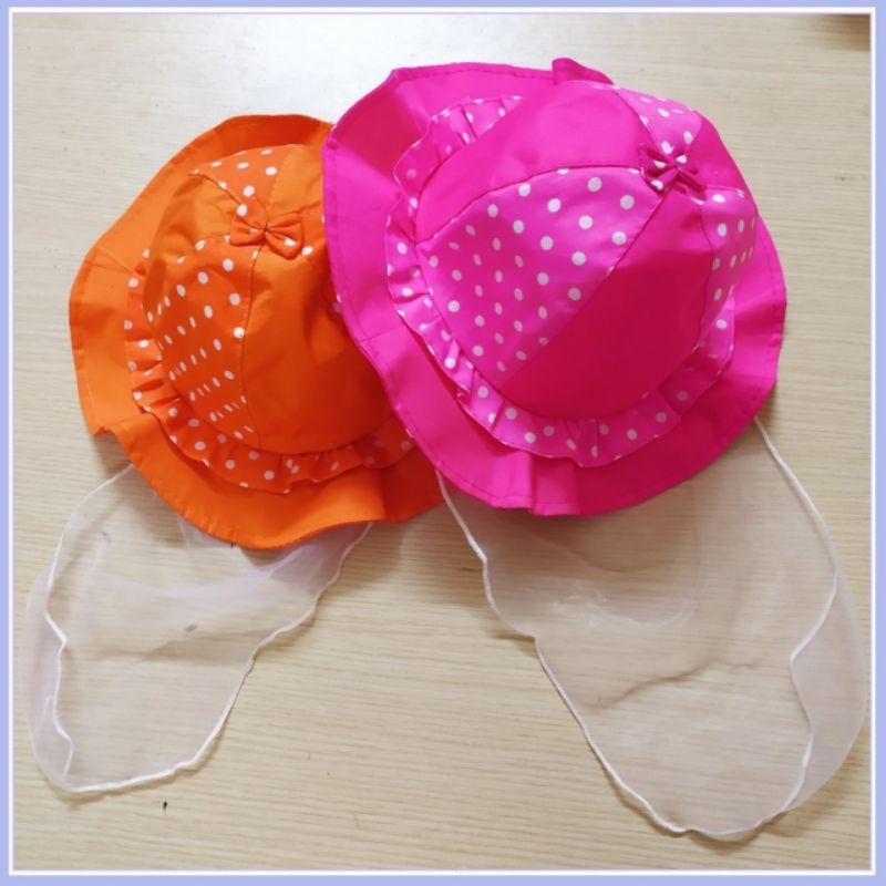 Mũ vành kèm khăn voan che mặt cho bé gái 0-18 tháng tuổi