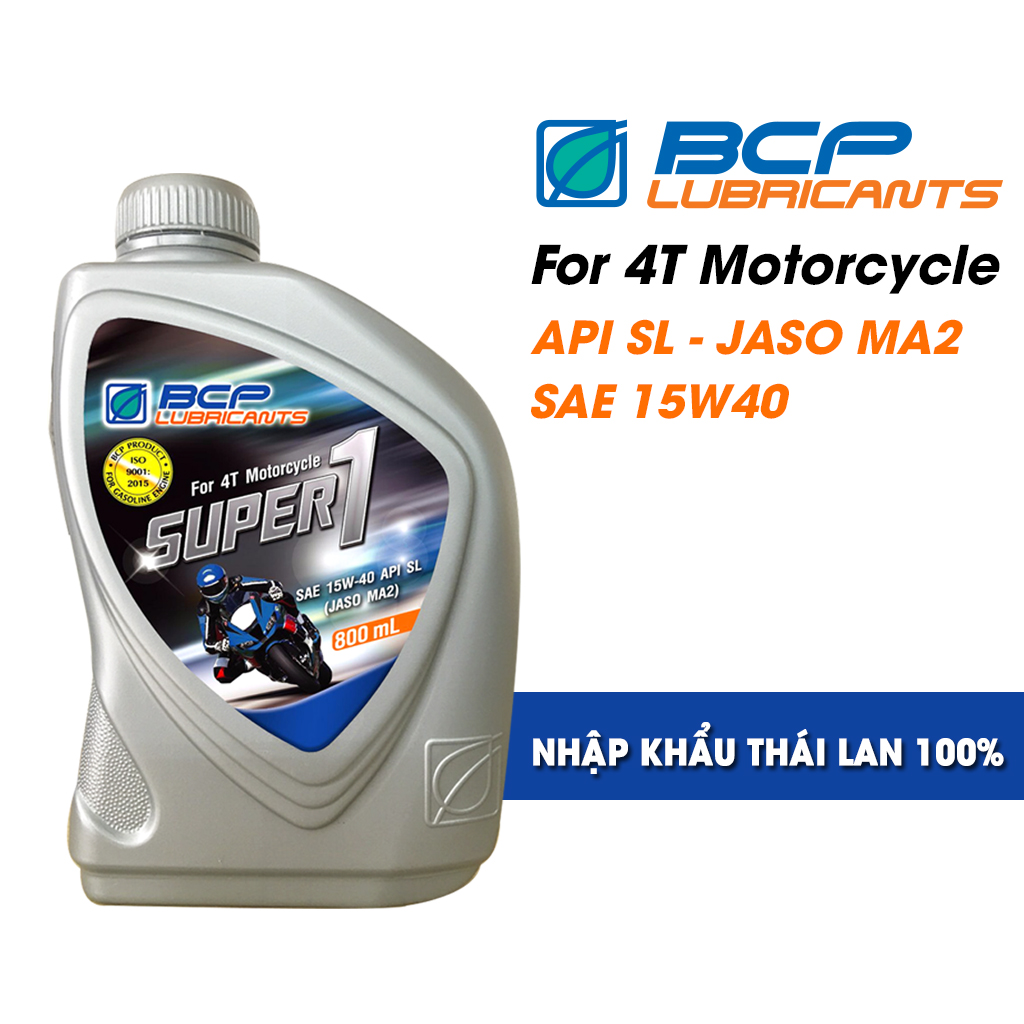 Nhớt động cơ xe máy BCP Thái Lan - SUPER 1 SAE 15W40, API SL, JASO MA2