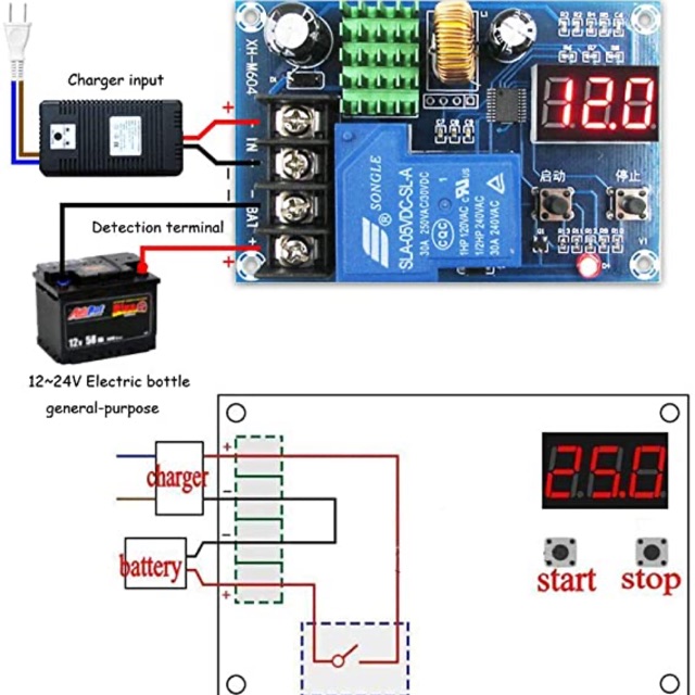 Mạch sạc acquy tự ngắt xh-m604 6vdc - 60vdc