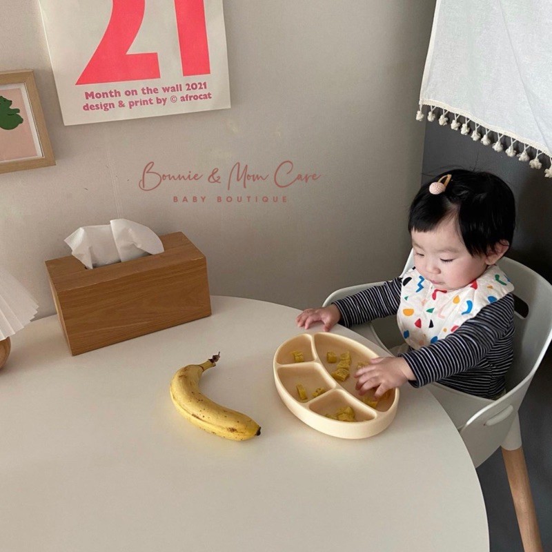 Khay ăn dặm silicone cao cấp Bluemama Hàn Quốc