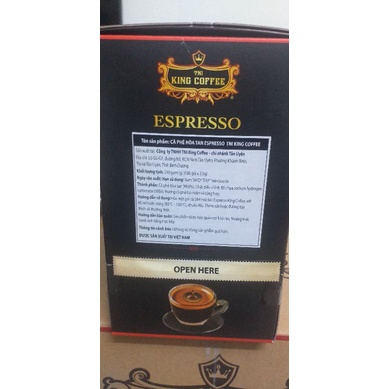 Cà phê hòa tan đen( Không đường sữa) Espresso Hộp 100 gói King Coffee