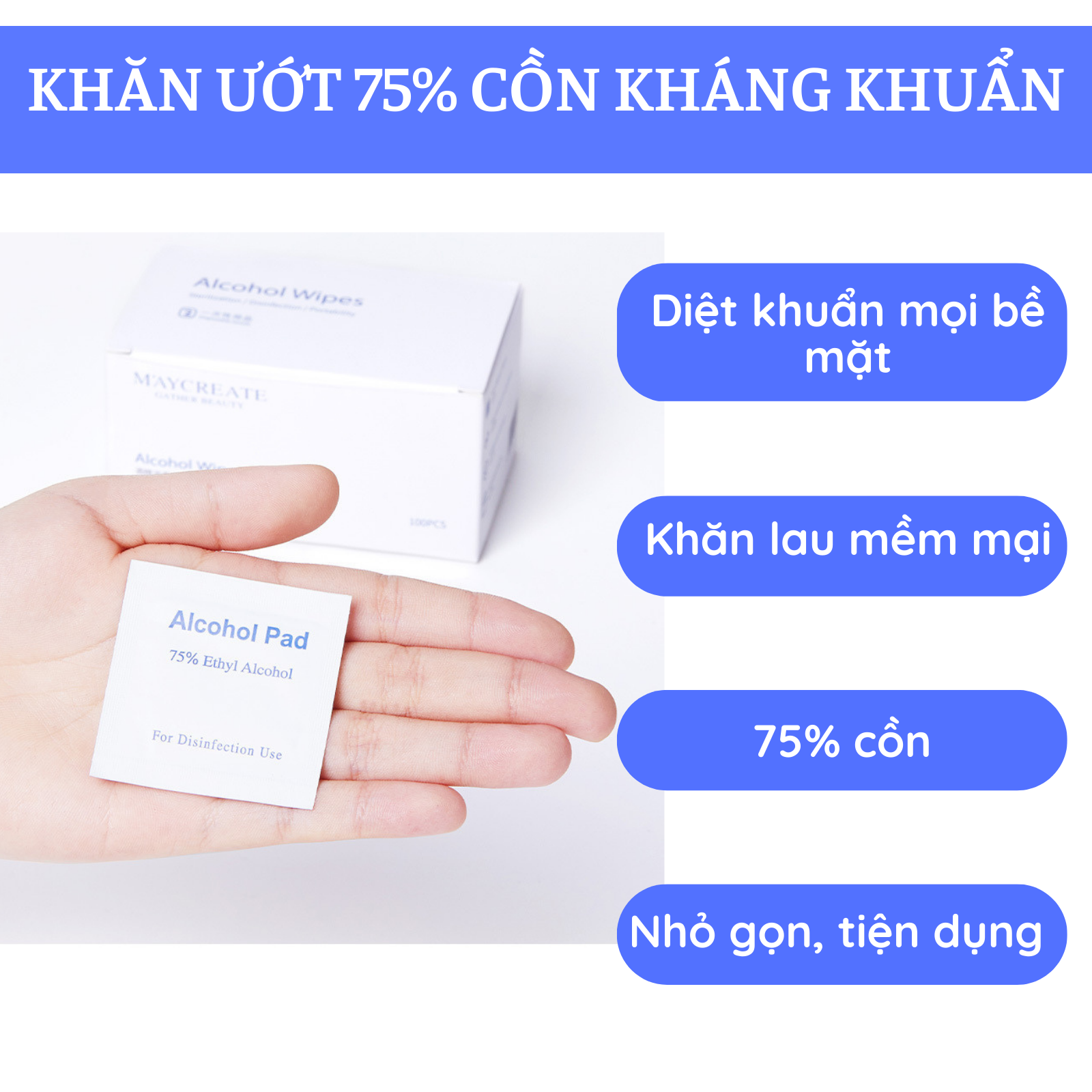 Bông tẩm cồn sát trùng Alcohol Pad hộp 100 miếng